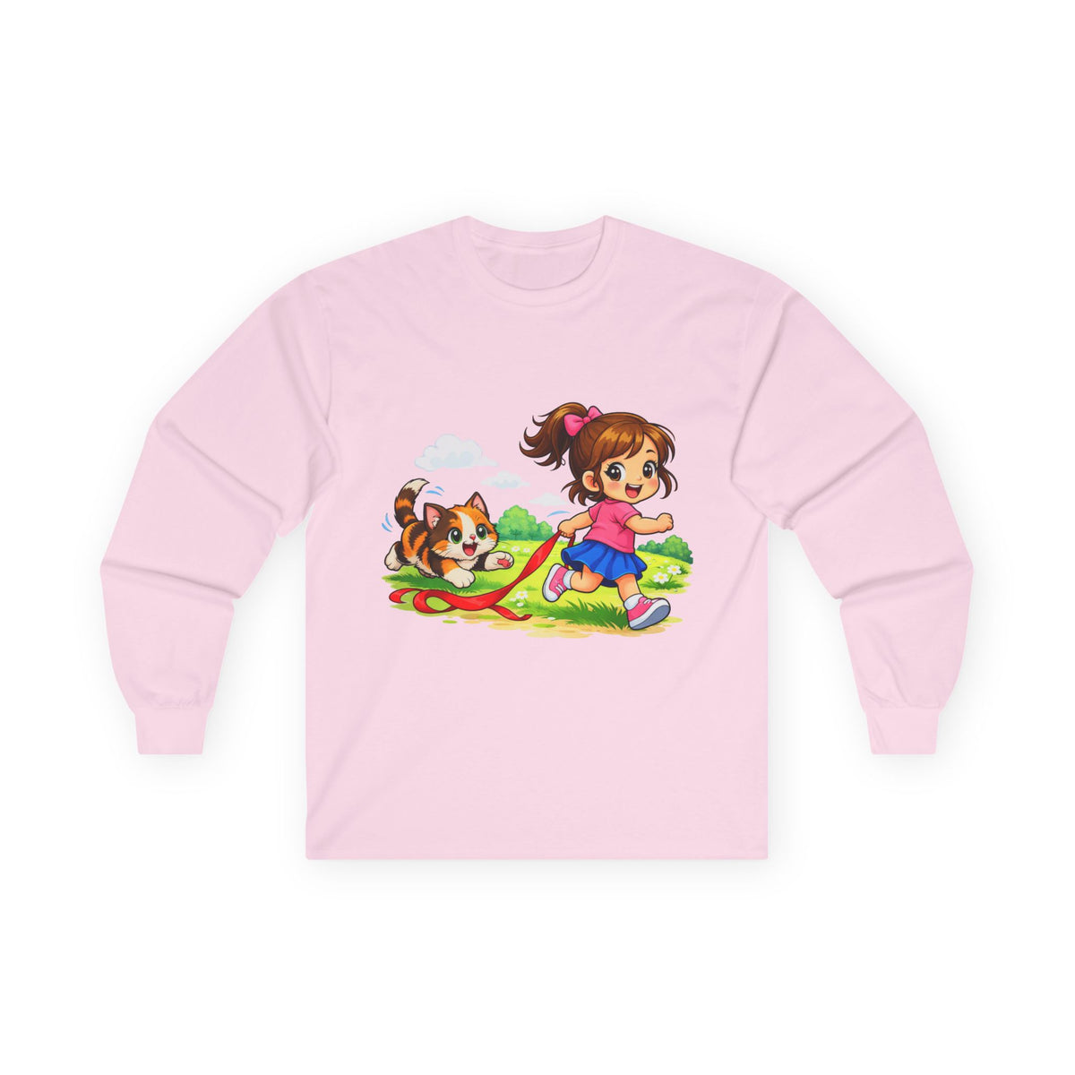 Kitty Chasing Ribbon - Long Sleeve Tee