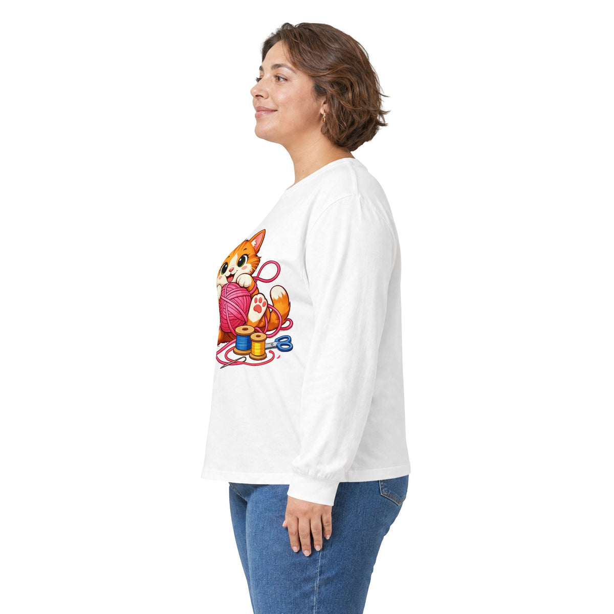 Kitty Playing with Yarn - Long Sleeve Tee