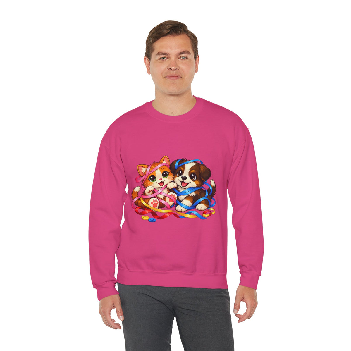 Kitty and Puppy playing with Ribbon - Sweatshirt