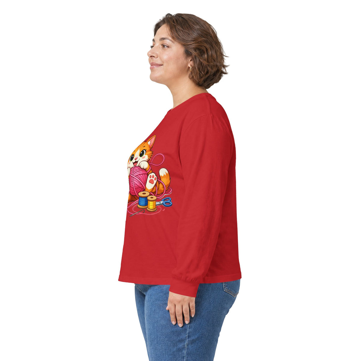 Kitty Playing with Yarn - Long Sleeve Tee