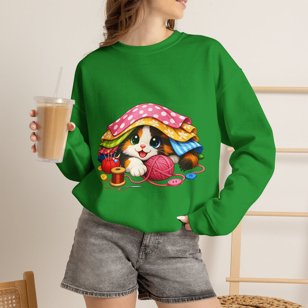 Kitty Hiding in Fabric Sweatshirt