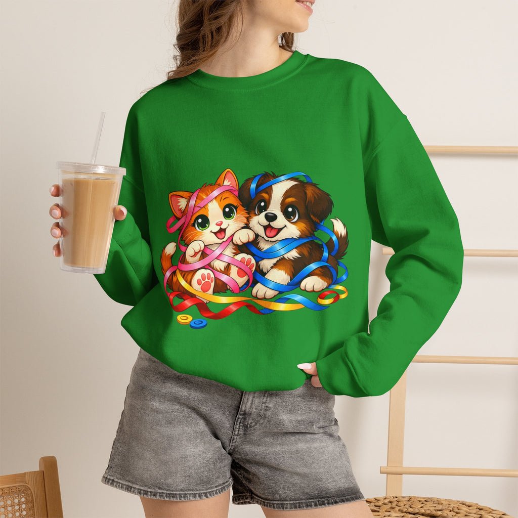 Kitty and Puppy playing with Ribbon - Sweatshirt