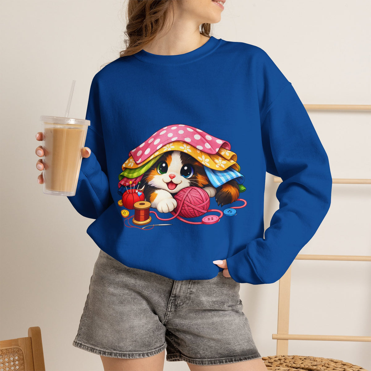 Kitty Hiding in Fabric Sweatshirt