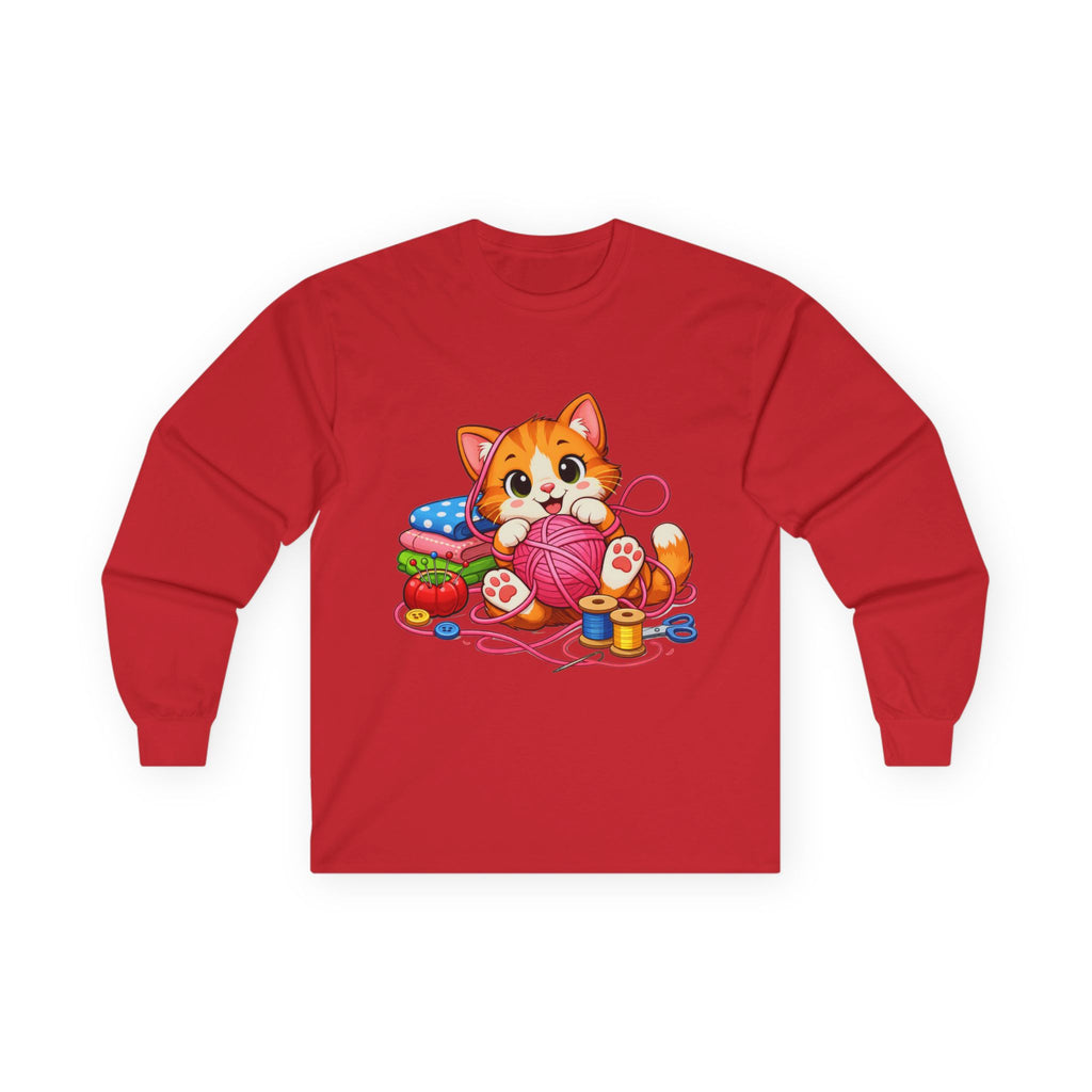 Kitty Playing with Yarn - Long Sleeve Tee