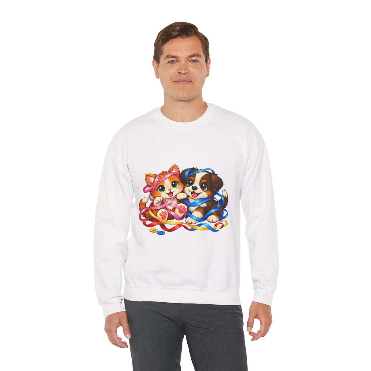 Kitty and Puppy playing with Ribbon - Sweatshirt