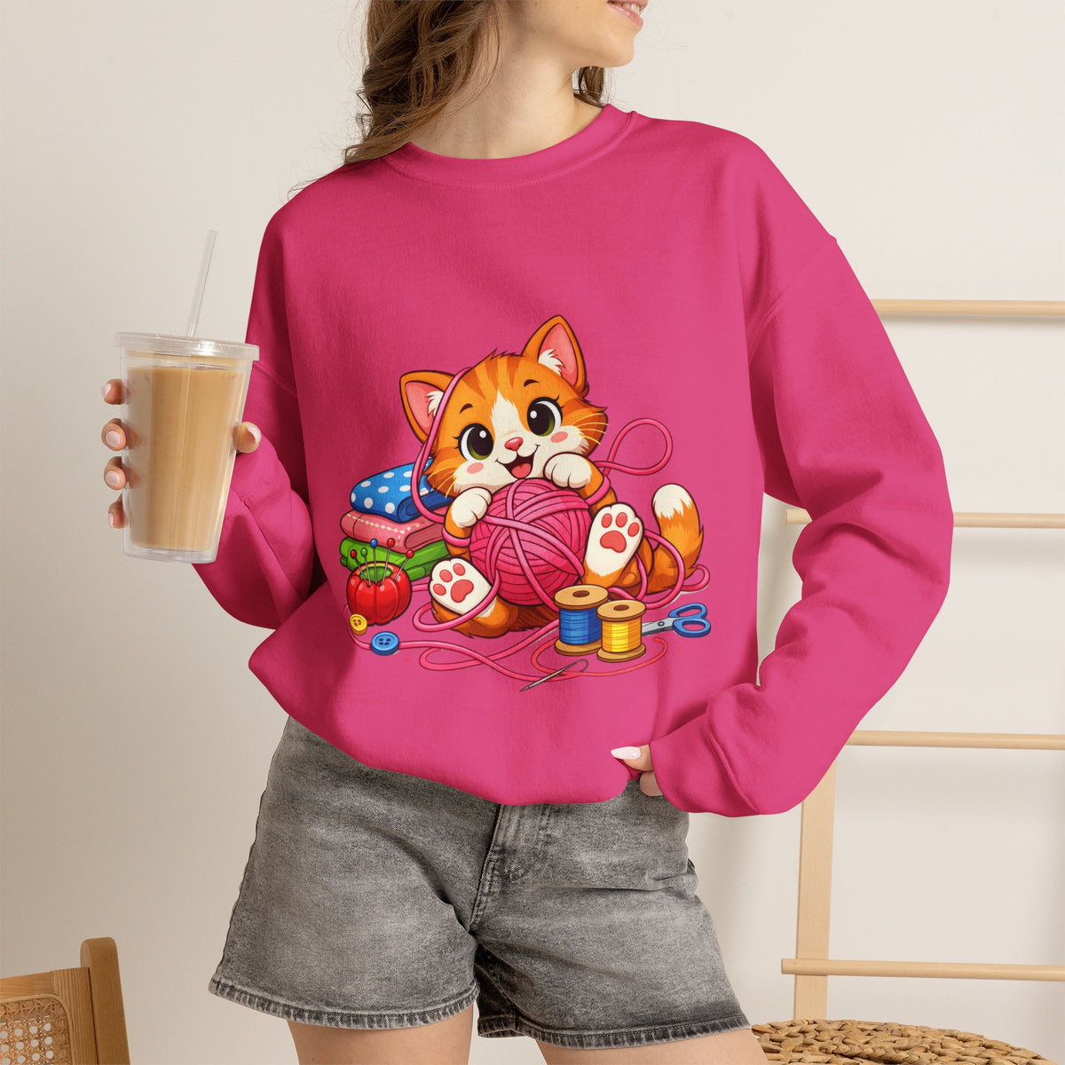 Kitty Playing with Yarn - Sweatshirt
