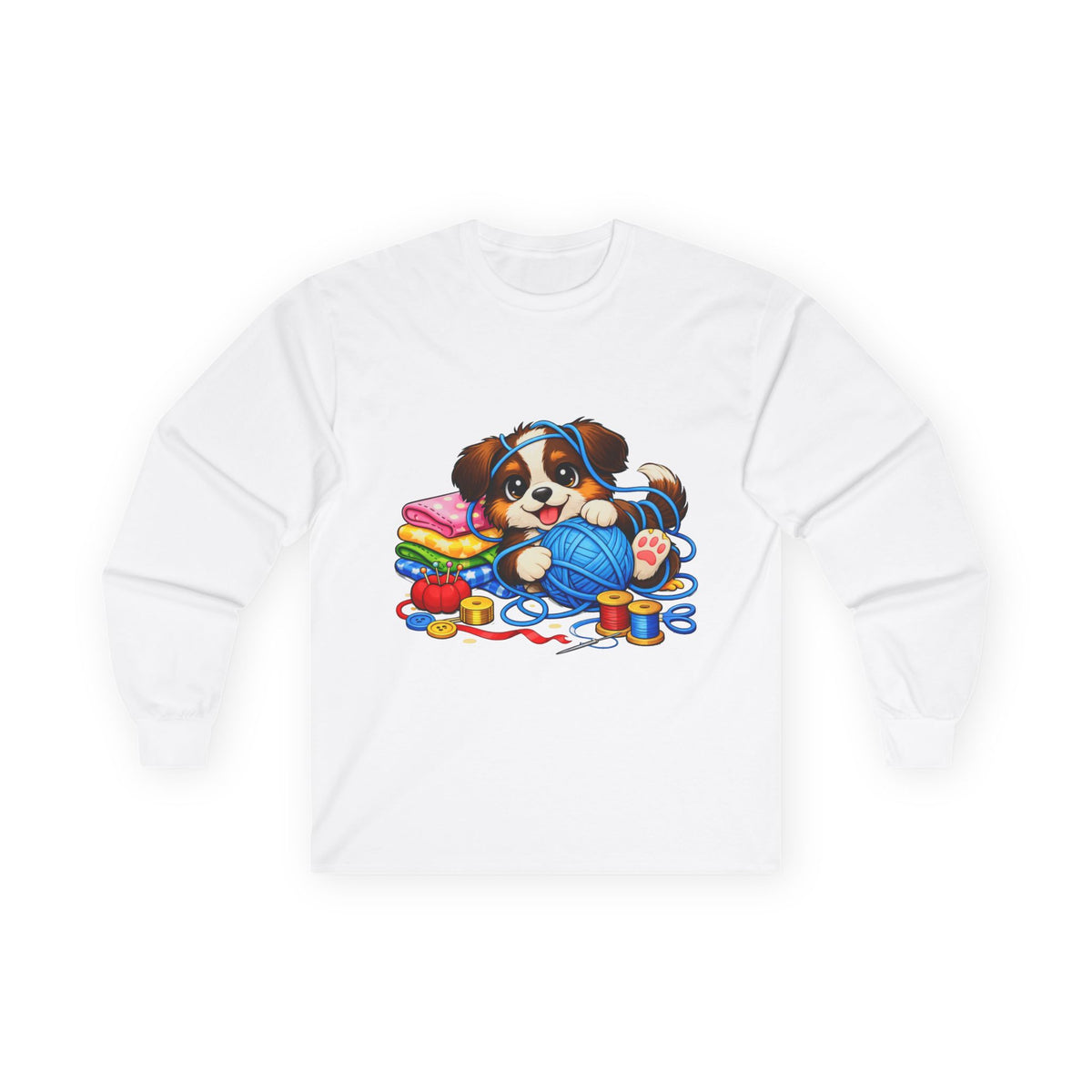 Puppy Playing with Yarn - Long Sleeve Tee