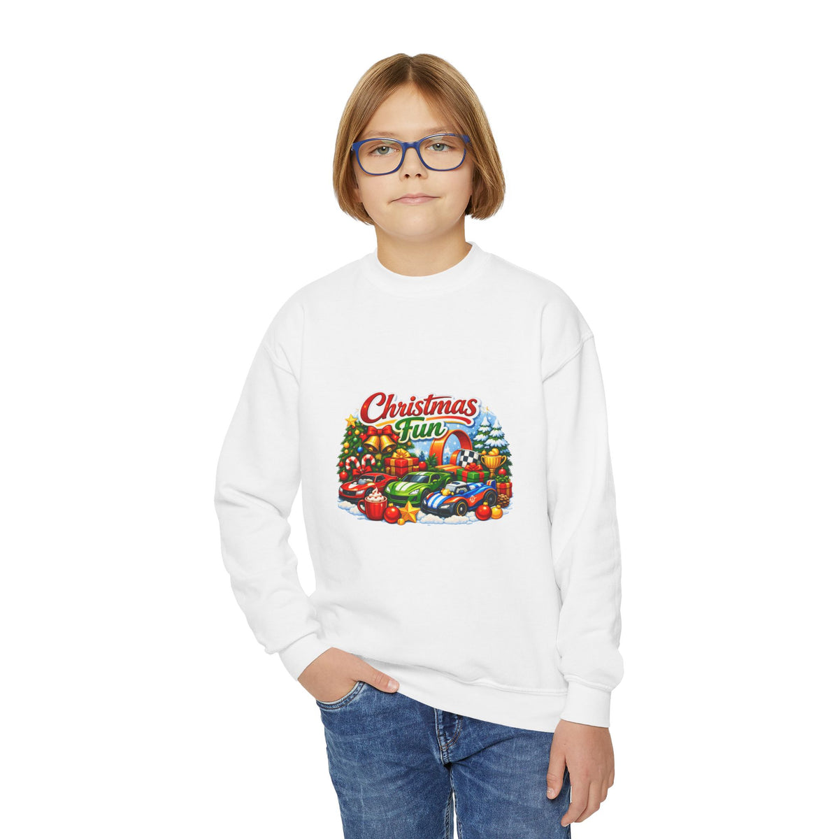 Christmas Fun Youth Crewneck Sweatshirt – Festive Kids Holiday Pullover
