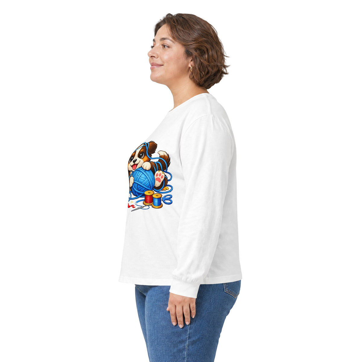 Puppy Playing with Yarn - Long Sleeve Tee