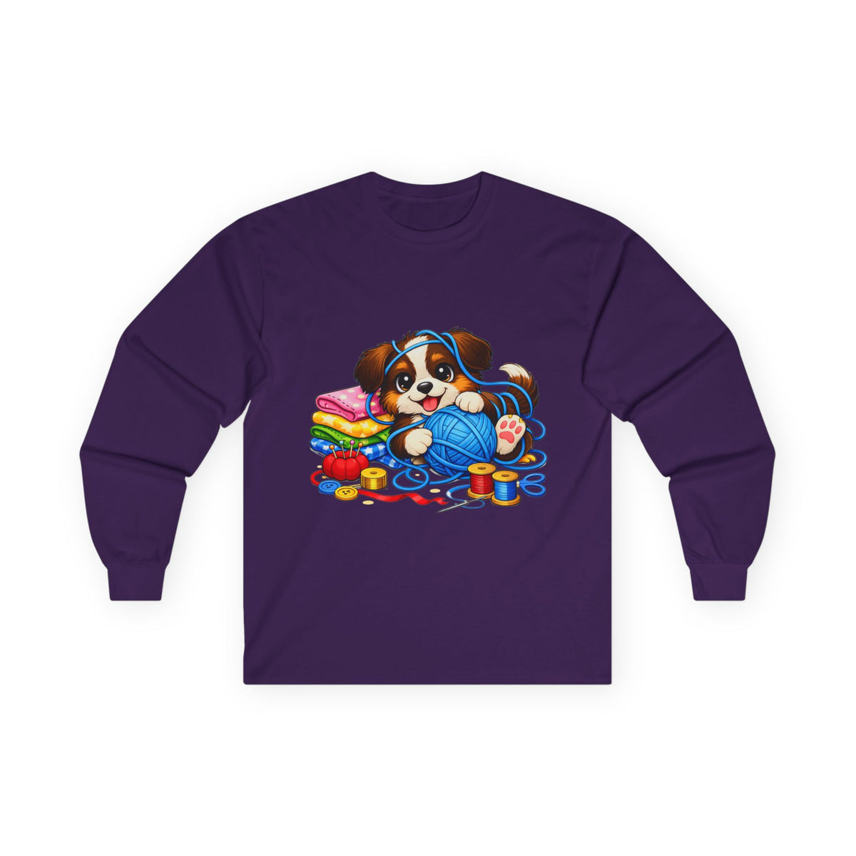 Puppy Playing with Yarn - Long Sleeve Tee