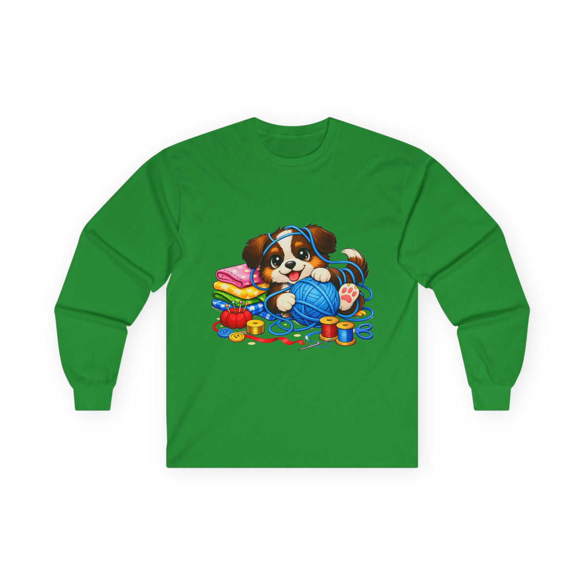 Puppy Playing with Yarn - Long Sleeve Tee