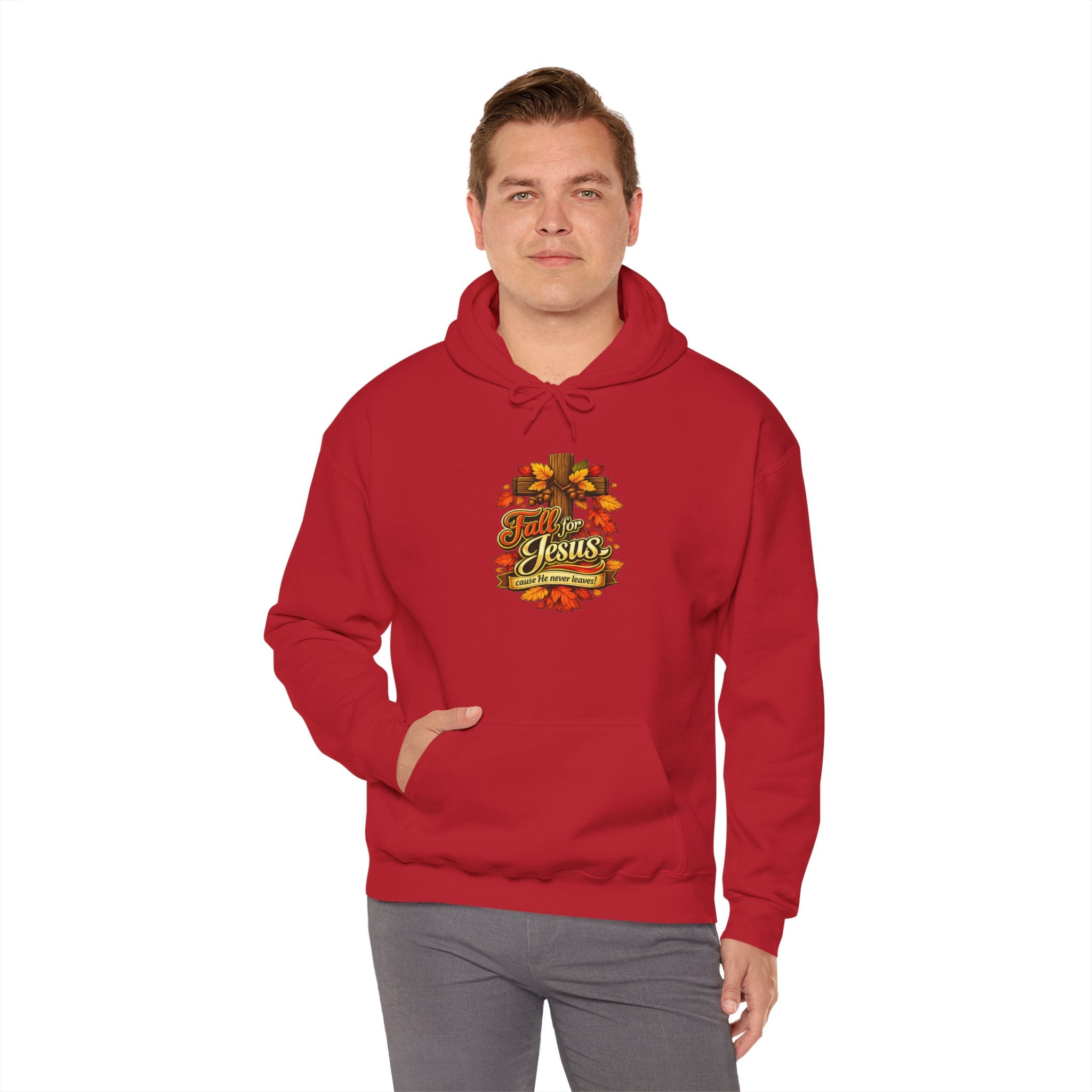 Fall for Jesus cause He never Leaves - Hoodie