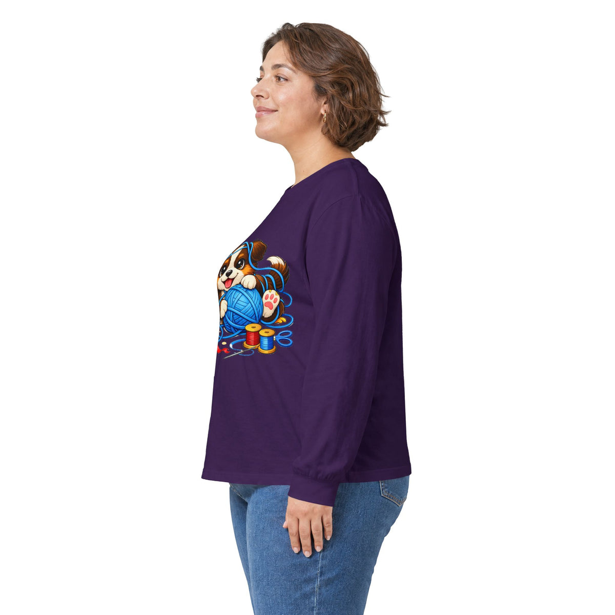 Puppy Playing with Yarn - Long Sleeve Tee