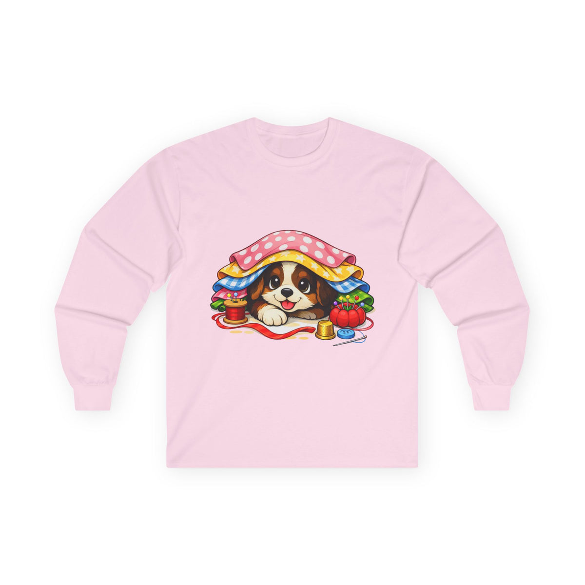 Puppy Hiding in Fabric -  Long Sleeve Tee