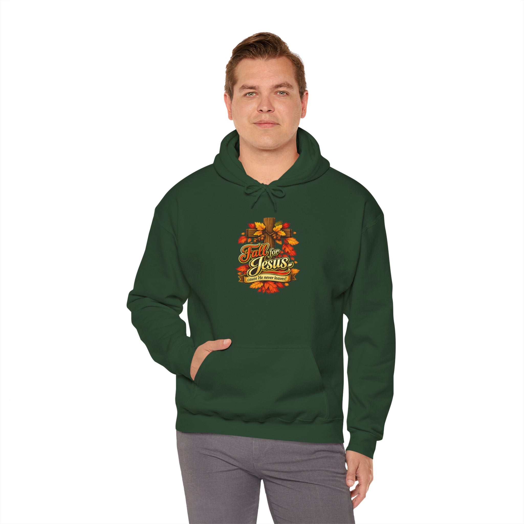 Fall for Jesus cause He never Leaves - Hoodie