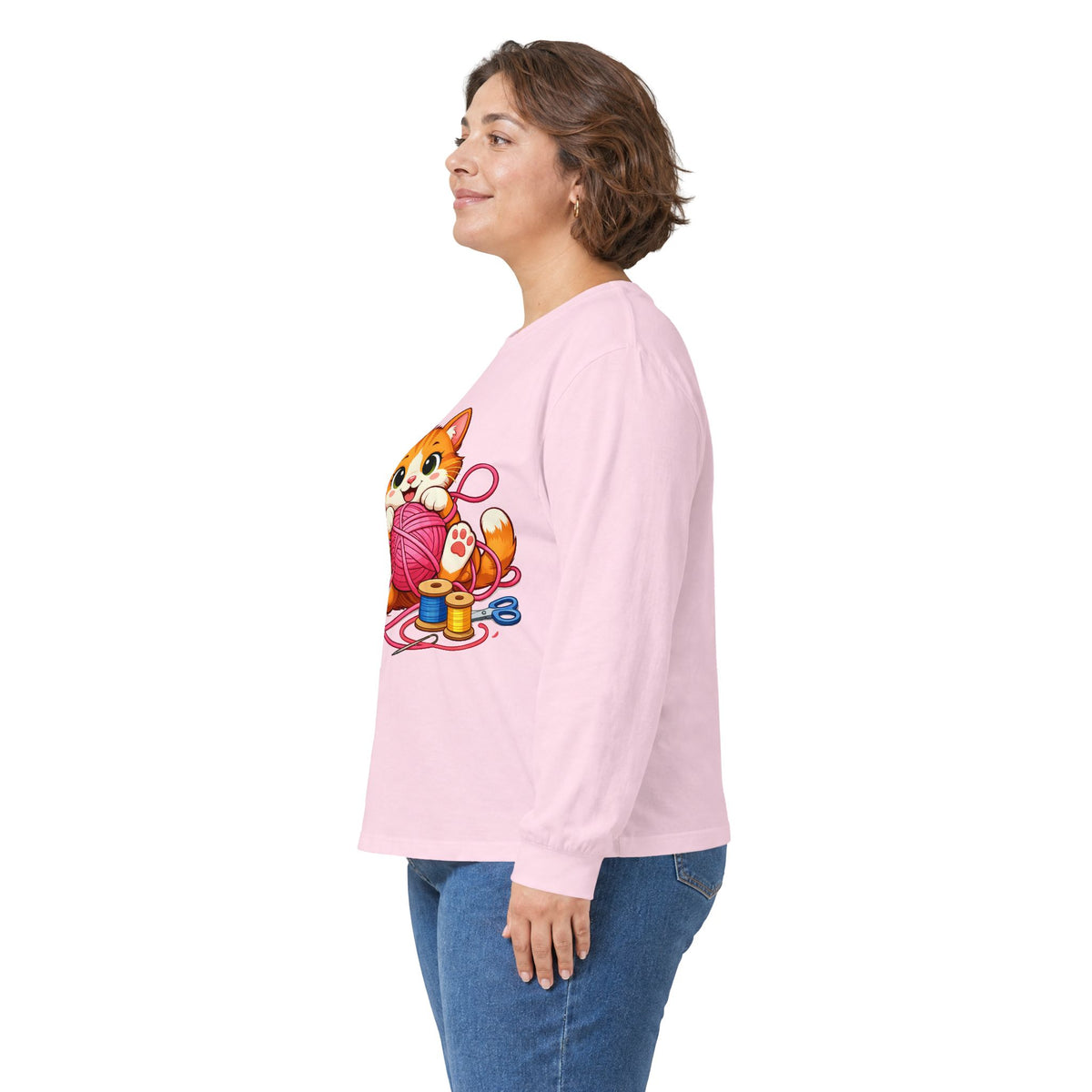 Kitty Playing with Yarn - Long Sleeve Tee