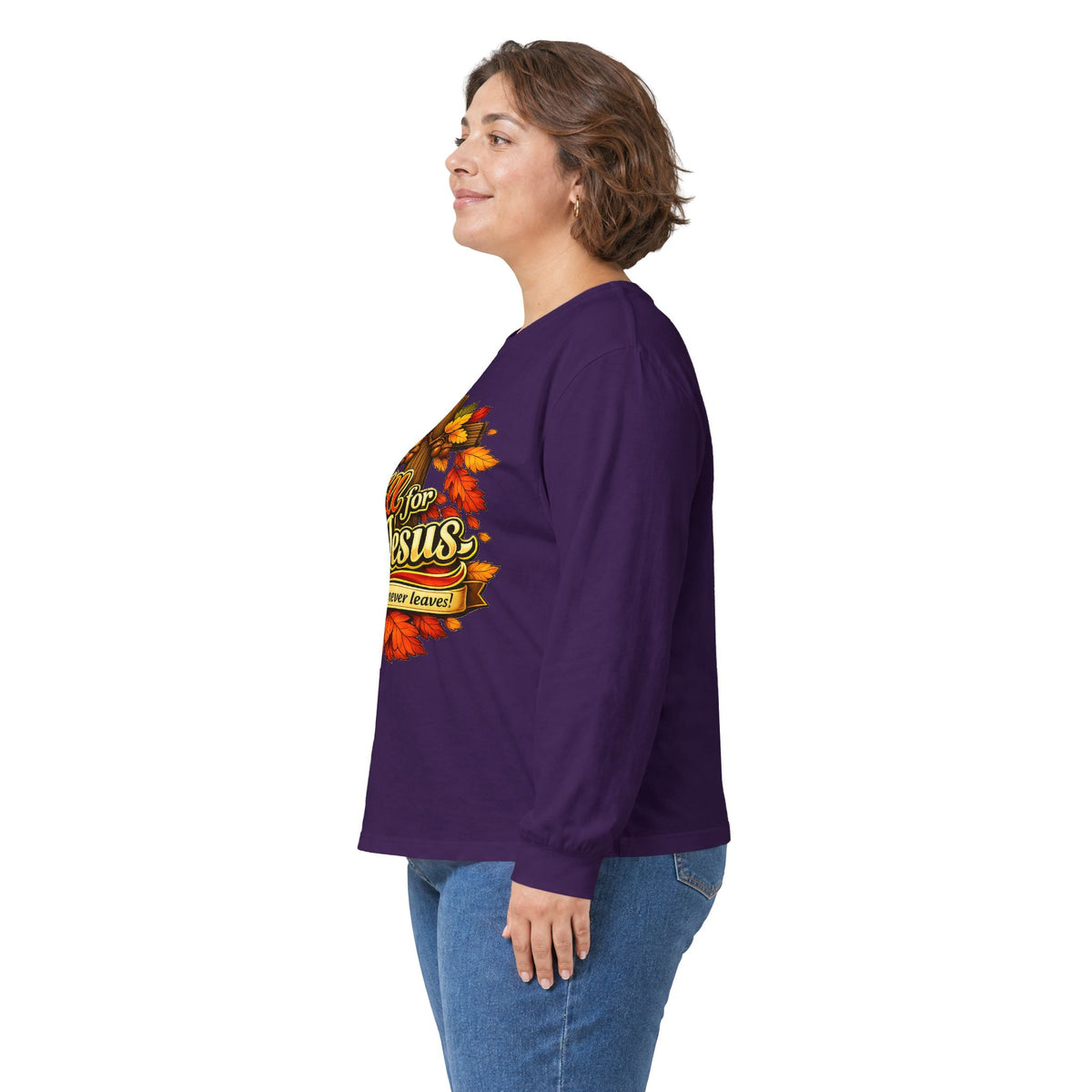 Fall for Jesus Cause He never Leaves - Long Sleeve