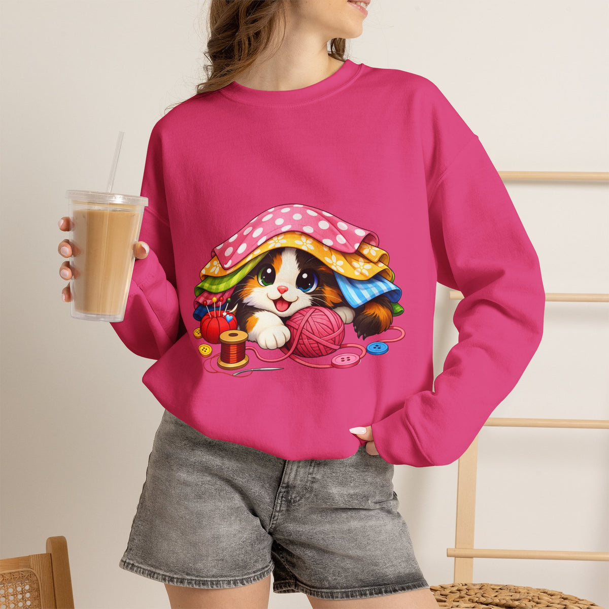 Kitty Hiding in Fabric Sweatshirt