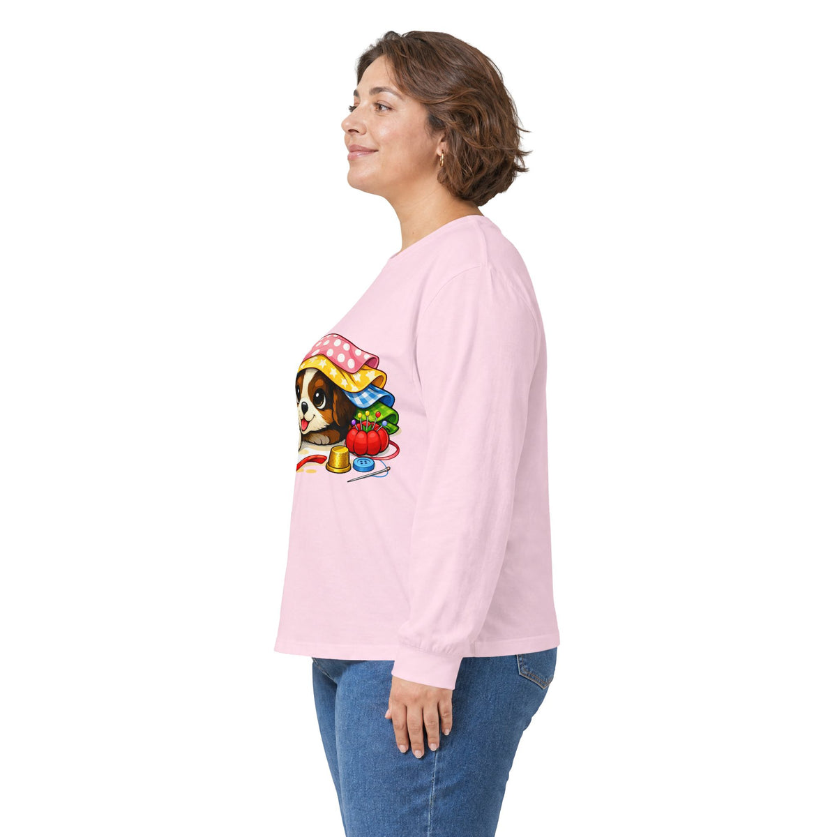 Puppy Hiding in Fabric -  Long Sleeve Tee