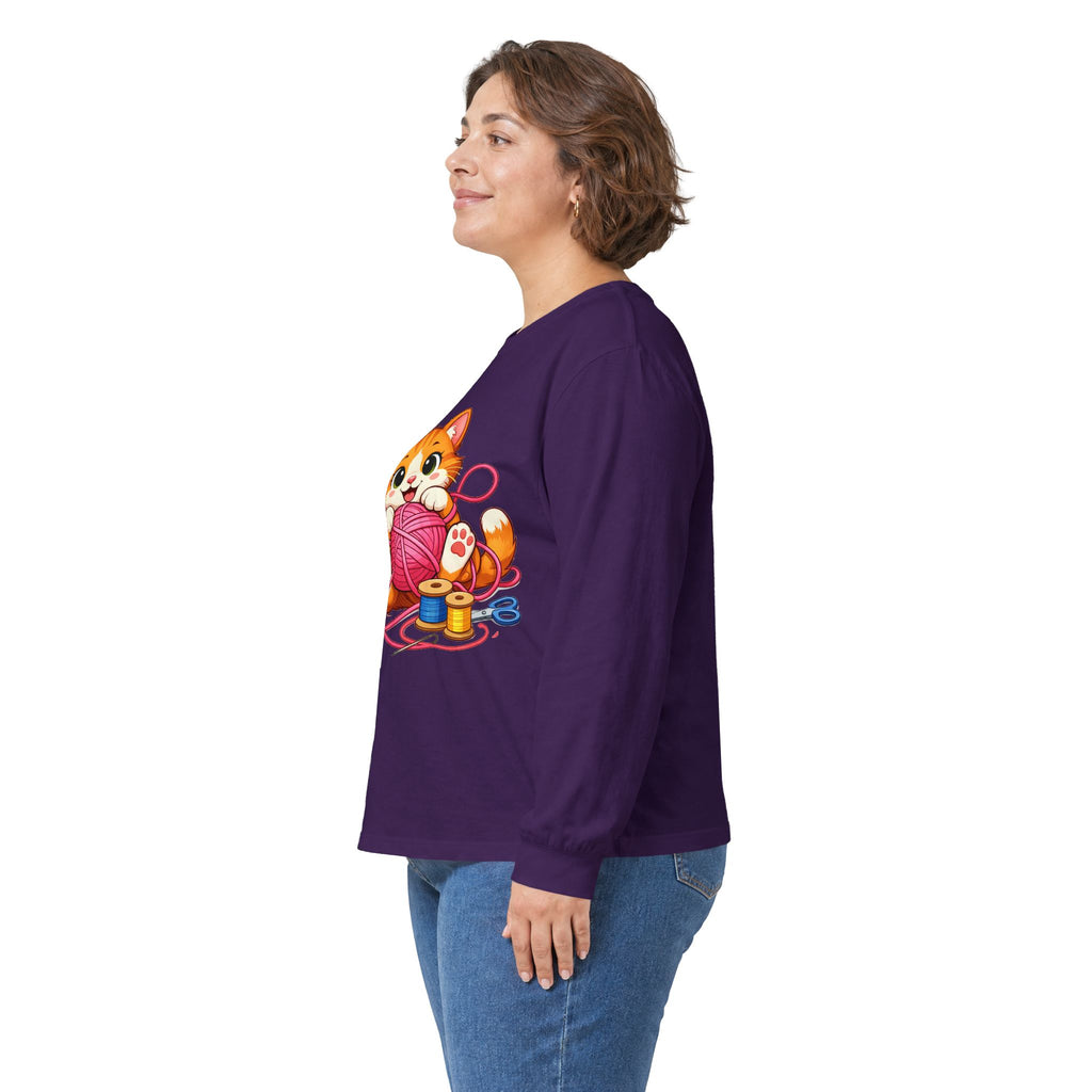 Kitty Playing with Yarn - Long Sleeve Tee