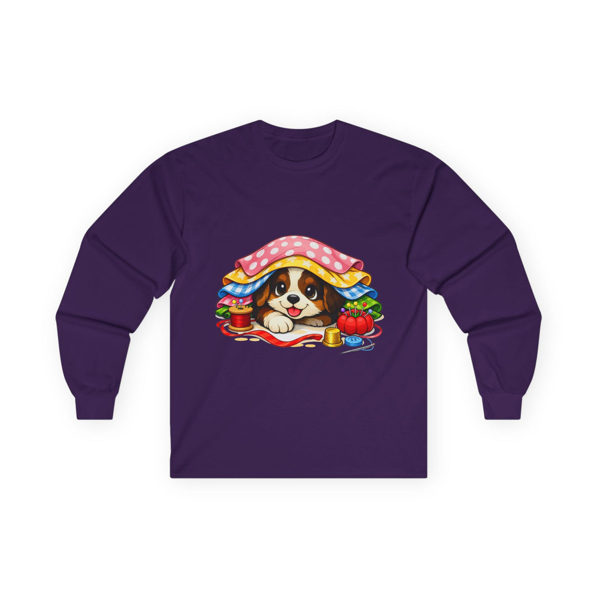 Puppy Hiding in Fabric -  Long Sleeve Tee