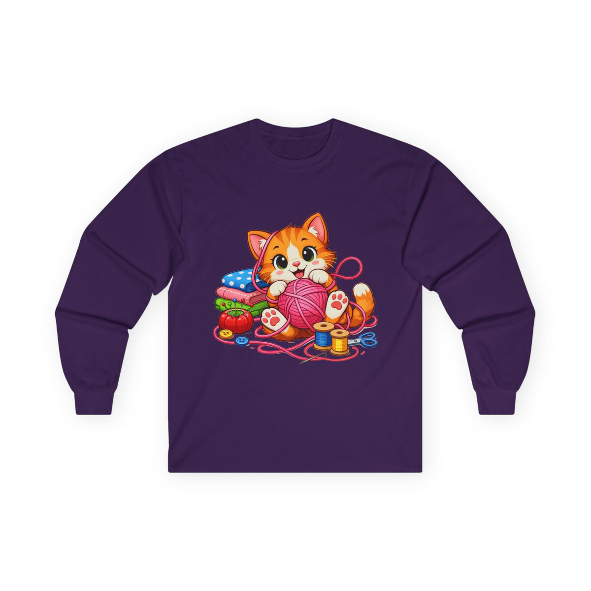 Kitty Playing with Yarn - Long Sleeve Tee
