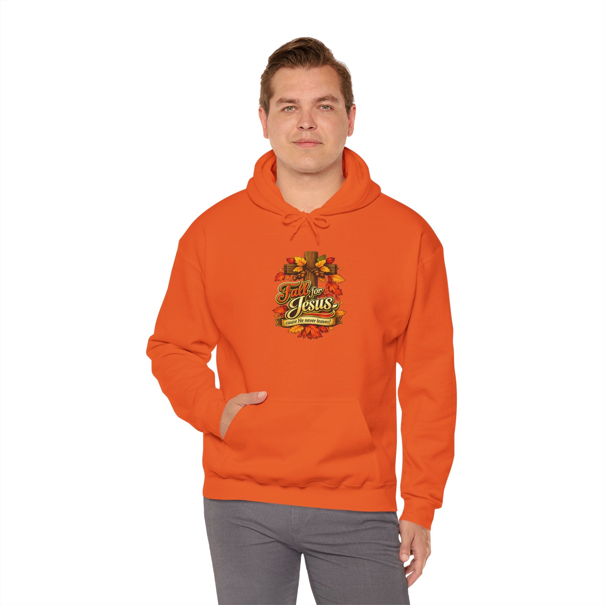 Fall for Jesus cause He never Leaves - Hoodie