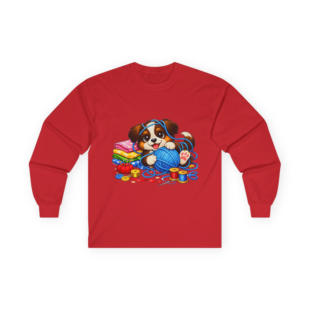 Puppy Playing with Yarn - Long Sleeve Tee