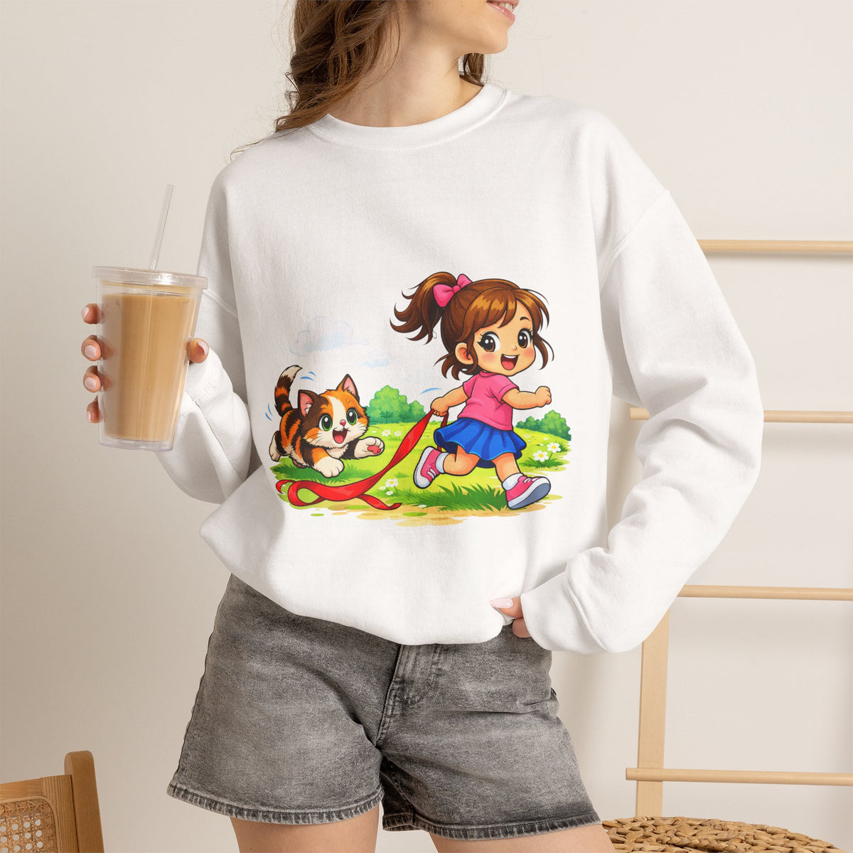 Kitty Chasing Ribbon -  Sweatshirt