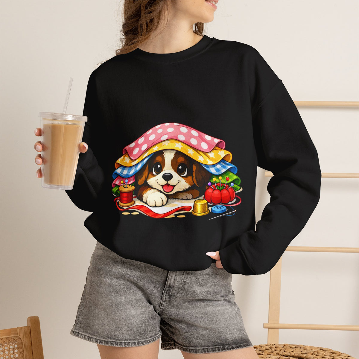 Puppy Hiding in Fabric -  Sweatshirt