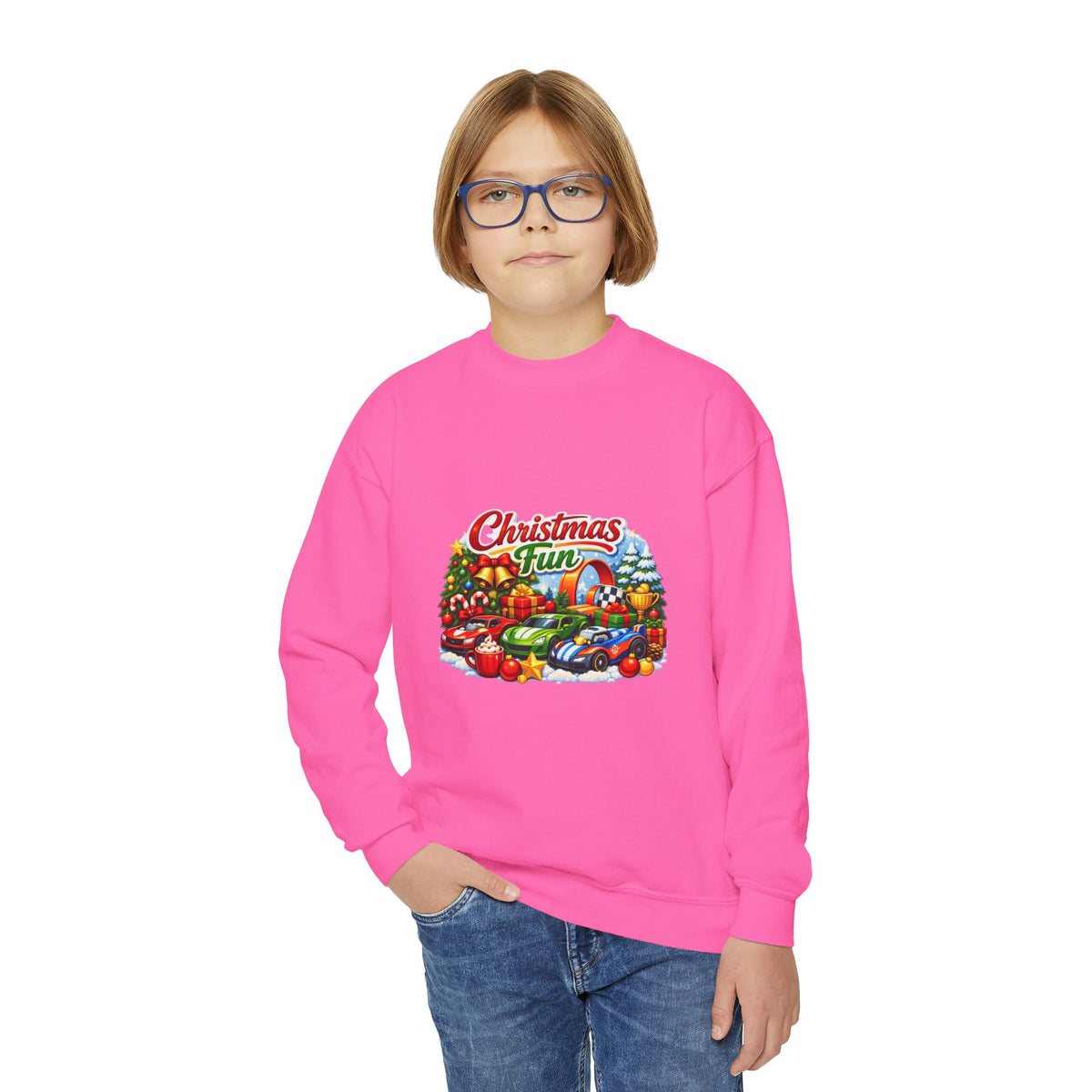 Christmas Fun Youth Crewneck Sweatshirt – Festive Kids Holiday Pullover