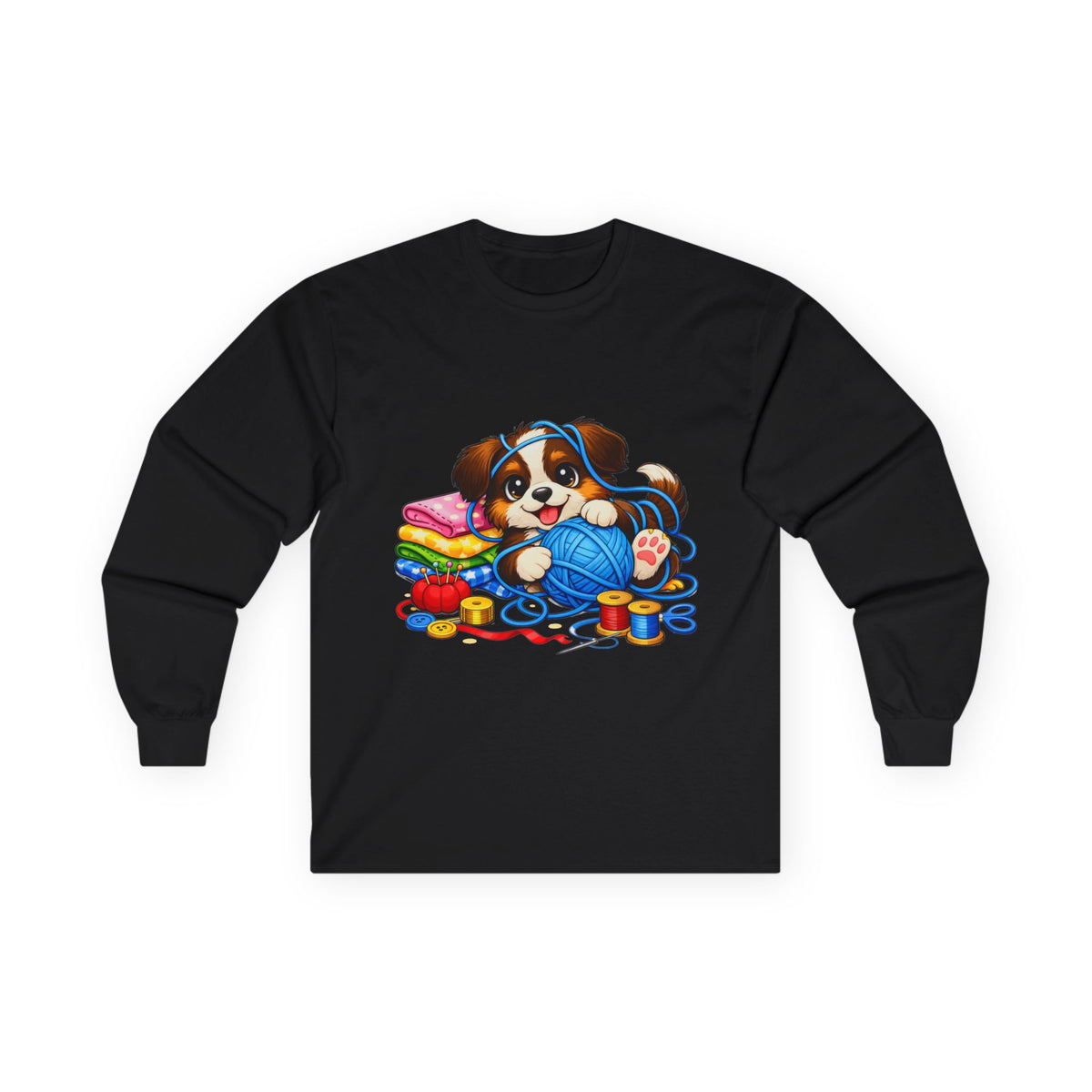 Puppy Playing with Yarn - Long Sleeve Tee