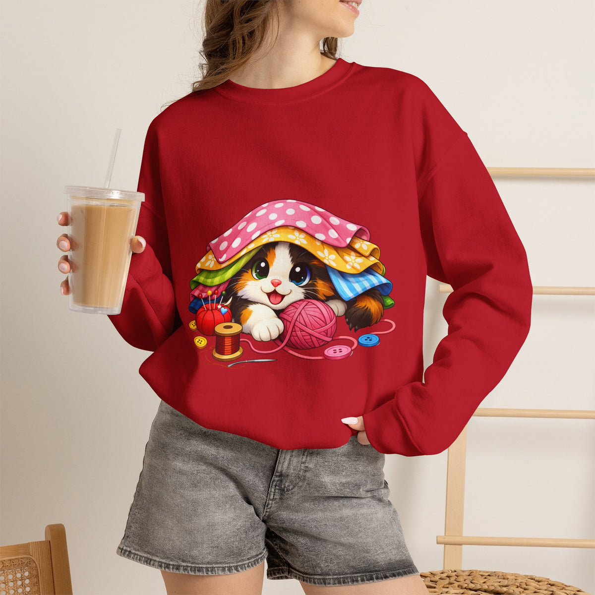Kitty Hiding in Fabric Sweatshirt