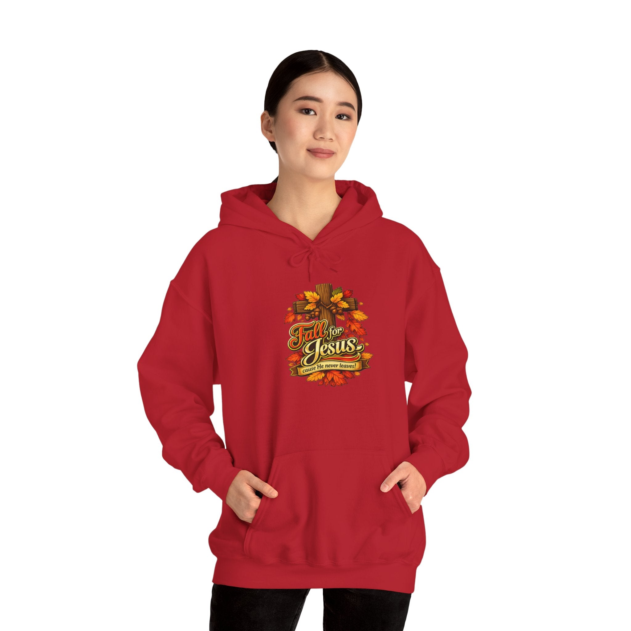 Fall for Jesus cause He never Leaves - Hoodie