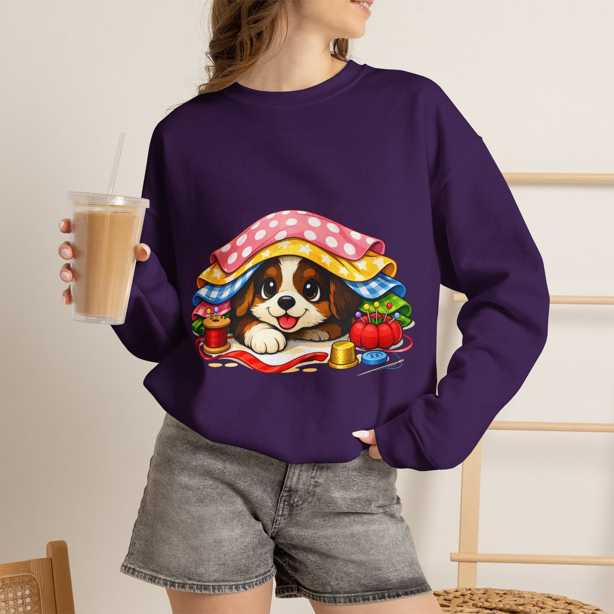 Puppy Hiding in Fabric -  Sweatshirt