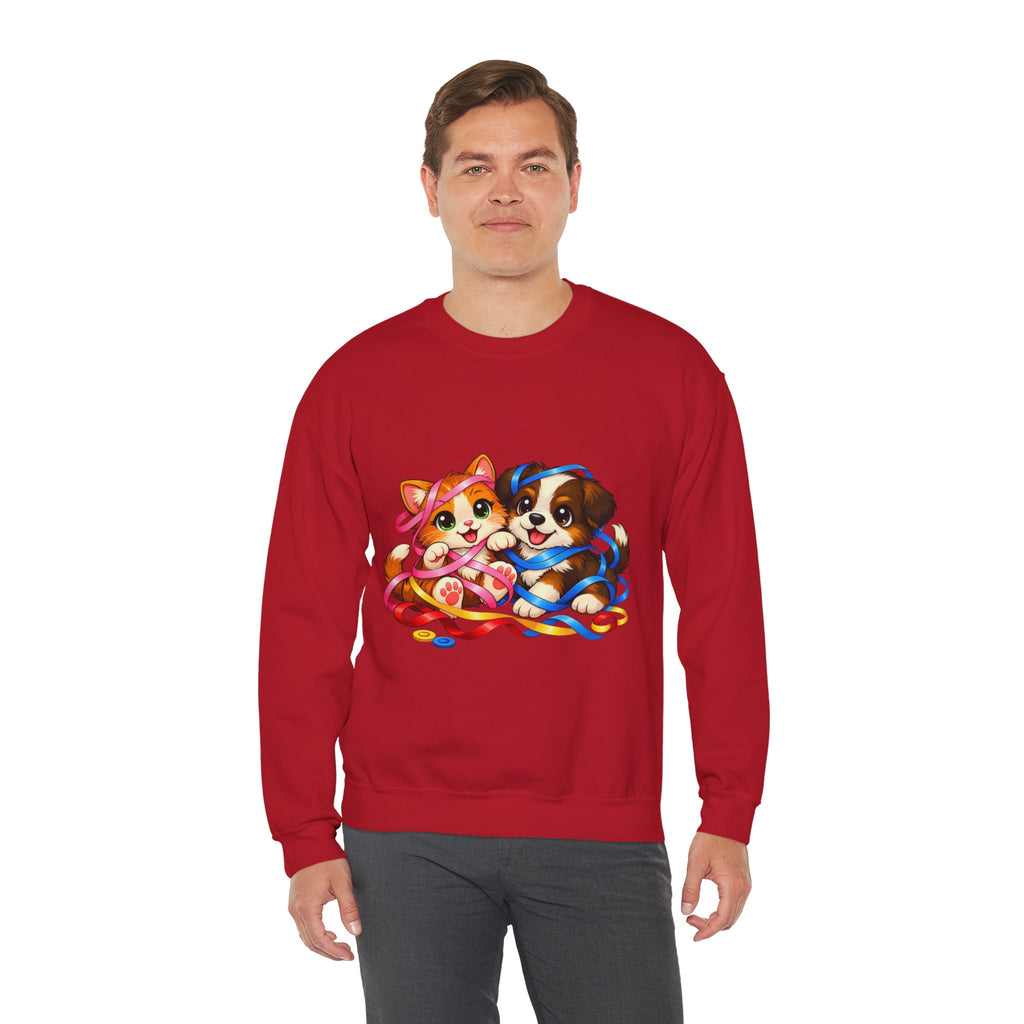 Kitty and Puppy playing with Ribbon - Sweatshirt