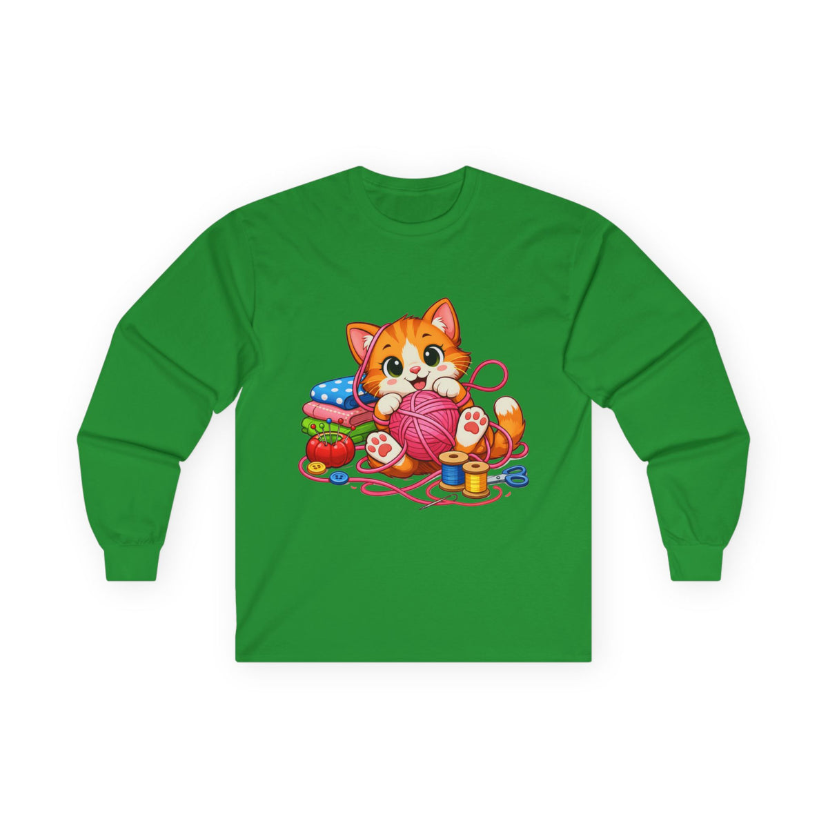 Kitty Playing with Yarn - Long Sleeve Tee
