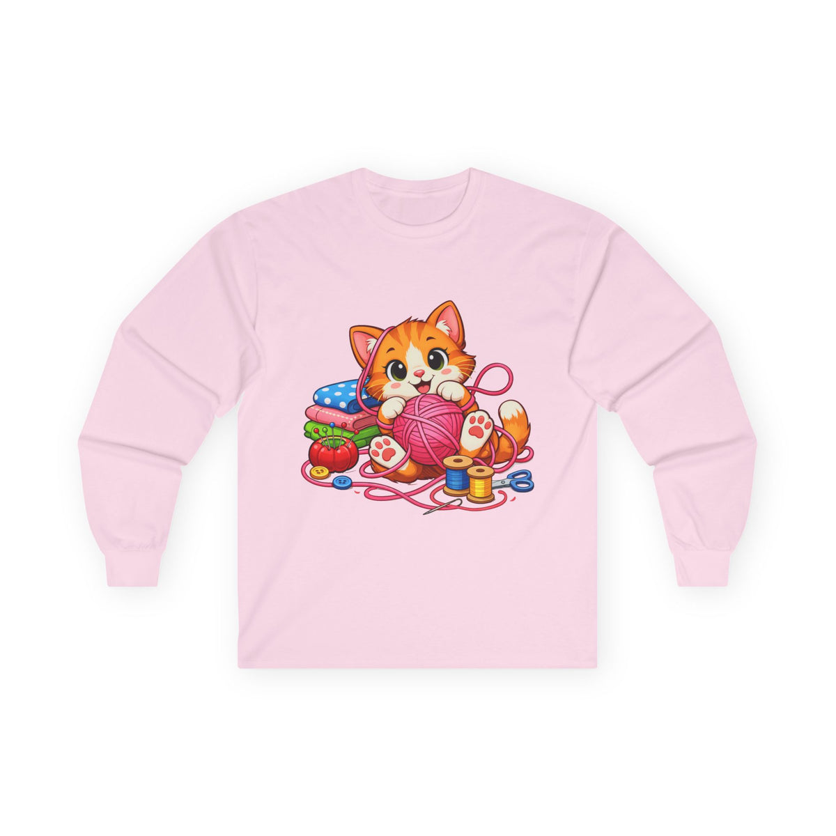 Kitty Playing with Yarn - Long Sleeve Tee
