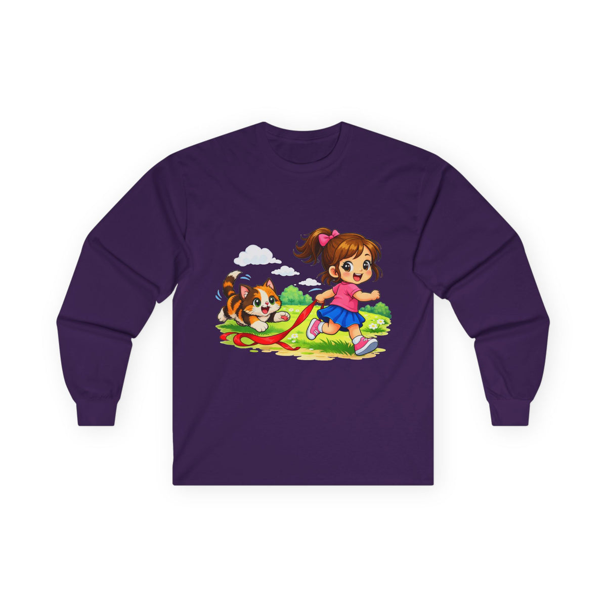 Kitty Chasing Ribbon - Long Sleeve Tee