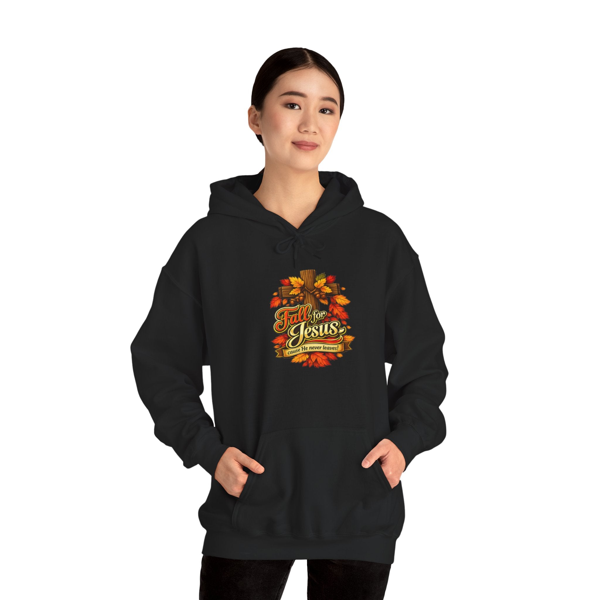 Fall for Jesus cause He never Leaves - Hoodie