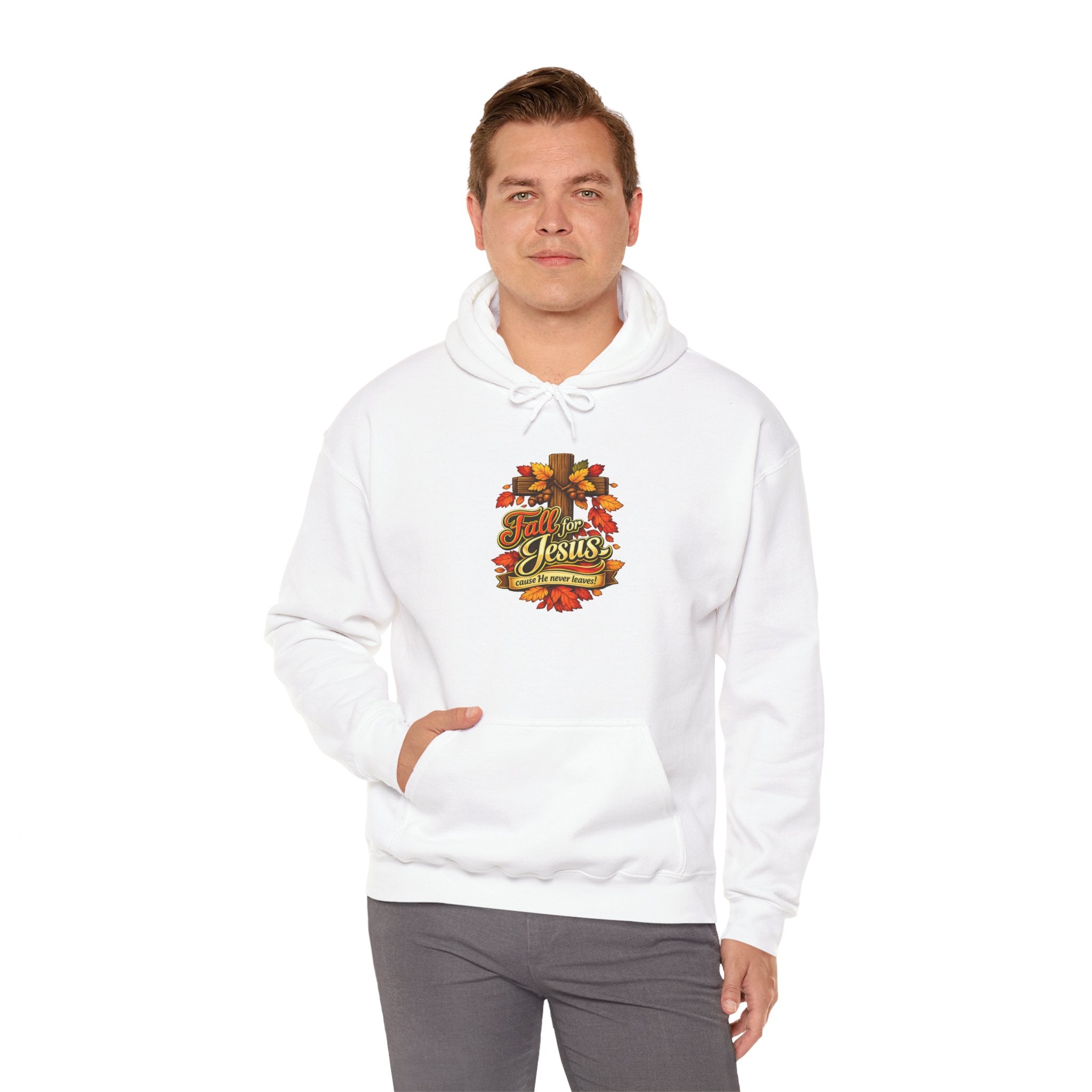 Fall for Jesus cause He never Leaves - Hoodie