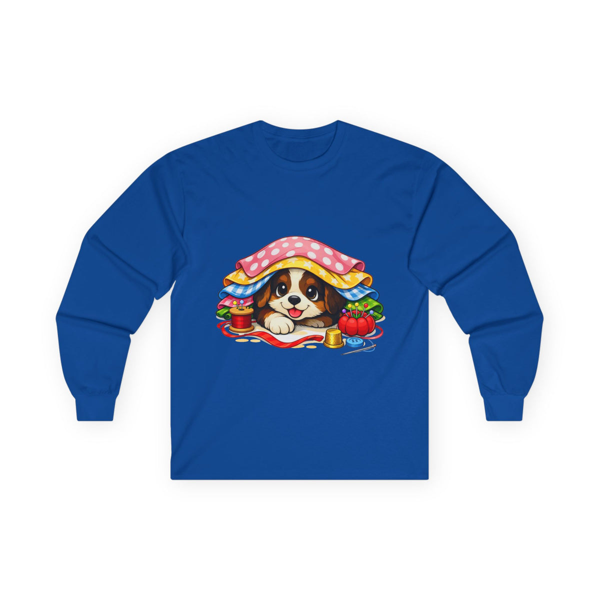 Puppy Hiding in Fabric -  Long Sleeve Tee