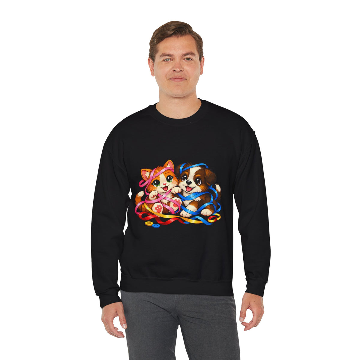 Kitty and Puppy playing with Ribbon - Sweatshirt