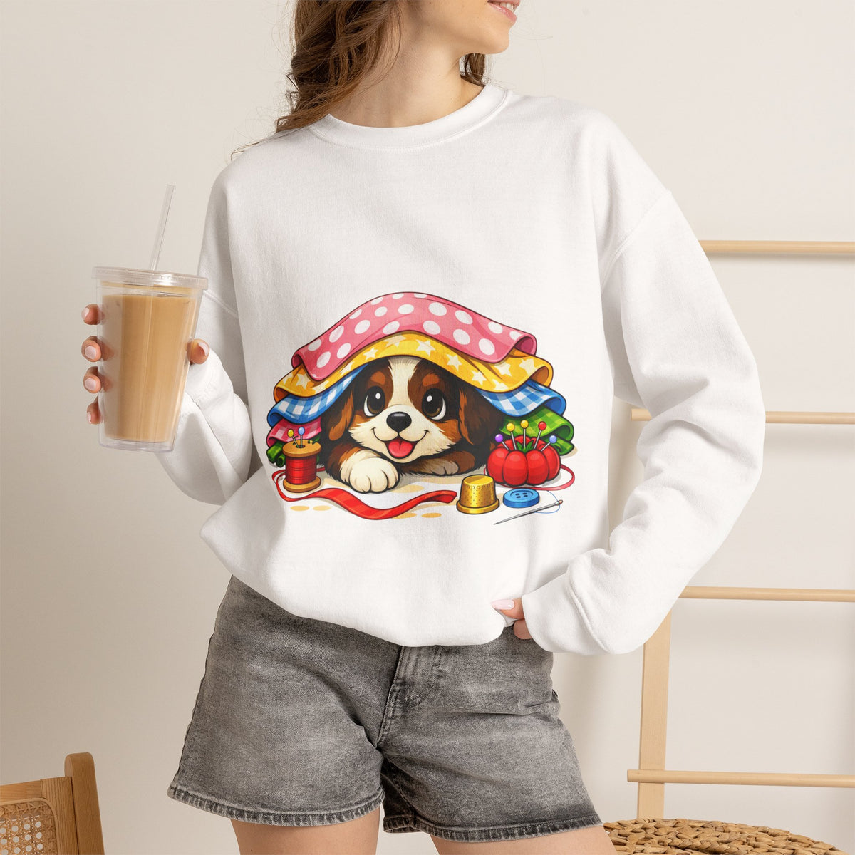 Puppy Hiding in Fabric -  Sweatshirt