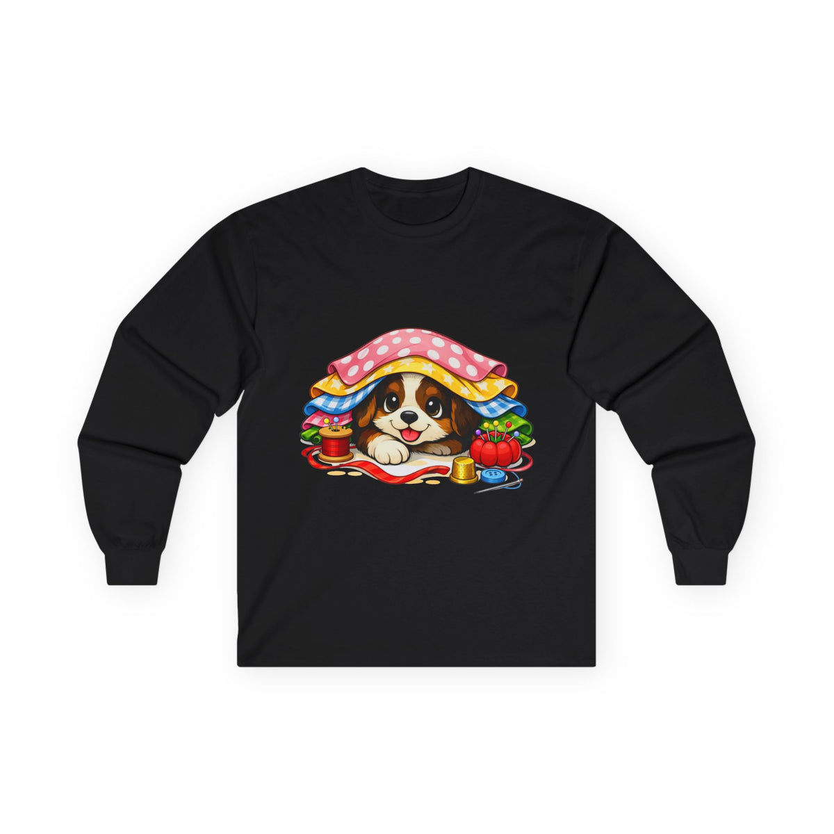 Puppy Hiding in Fabric -  Long Sleeve Tee