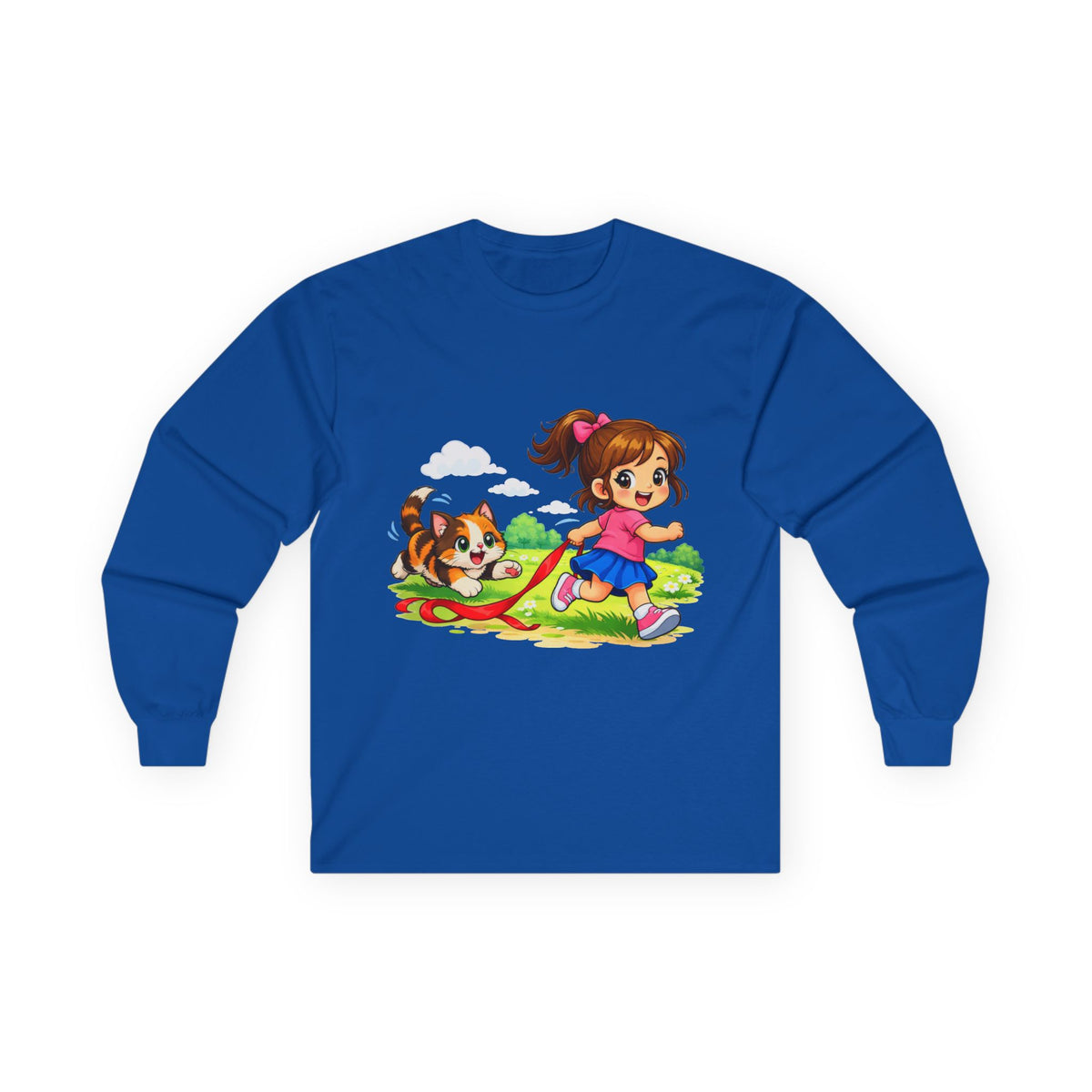 Kitty Chasing Ribbon - Long Sleeve Tee