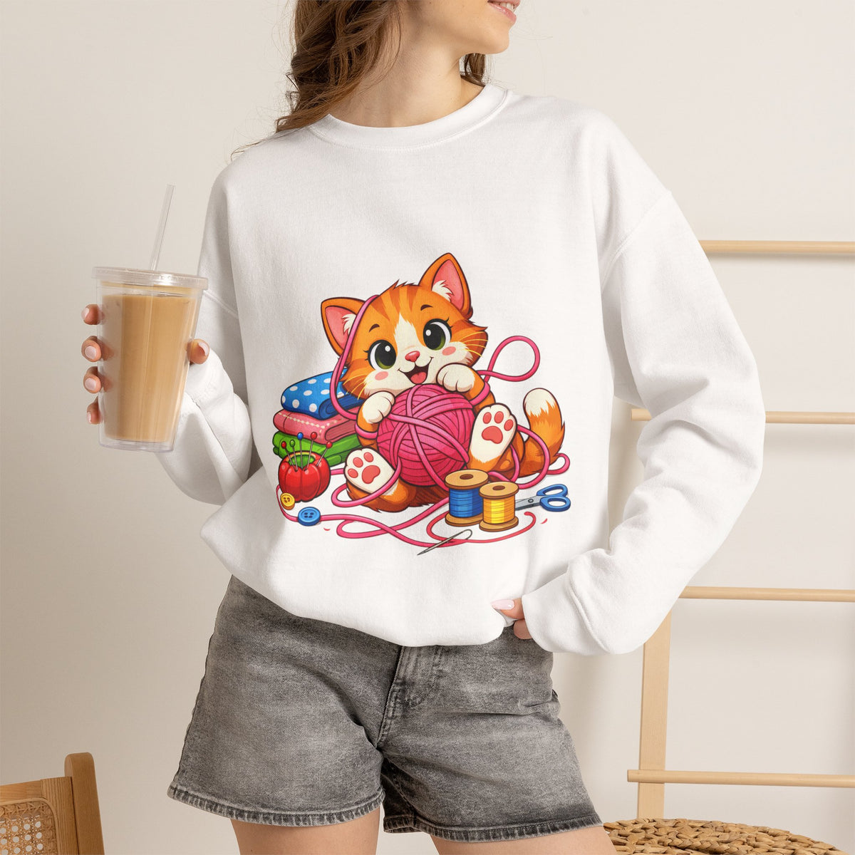 Kitty Playing with Yarn - Sweatshirt