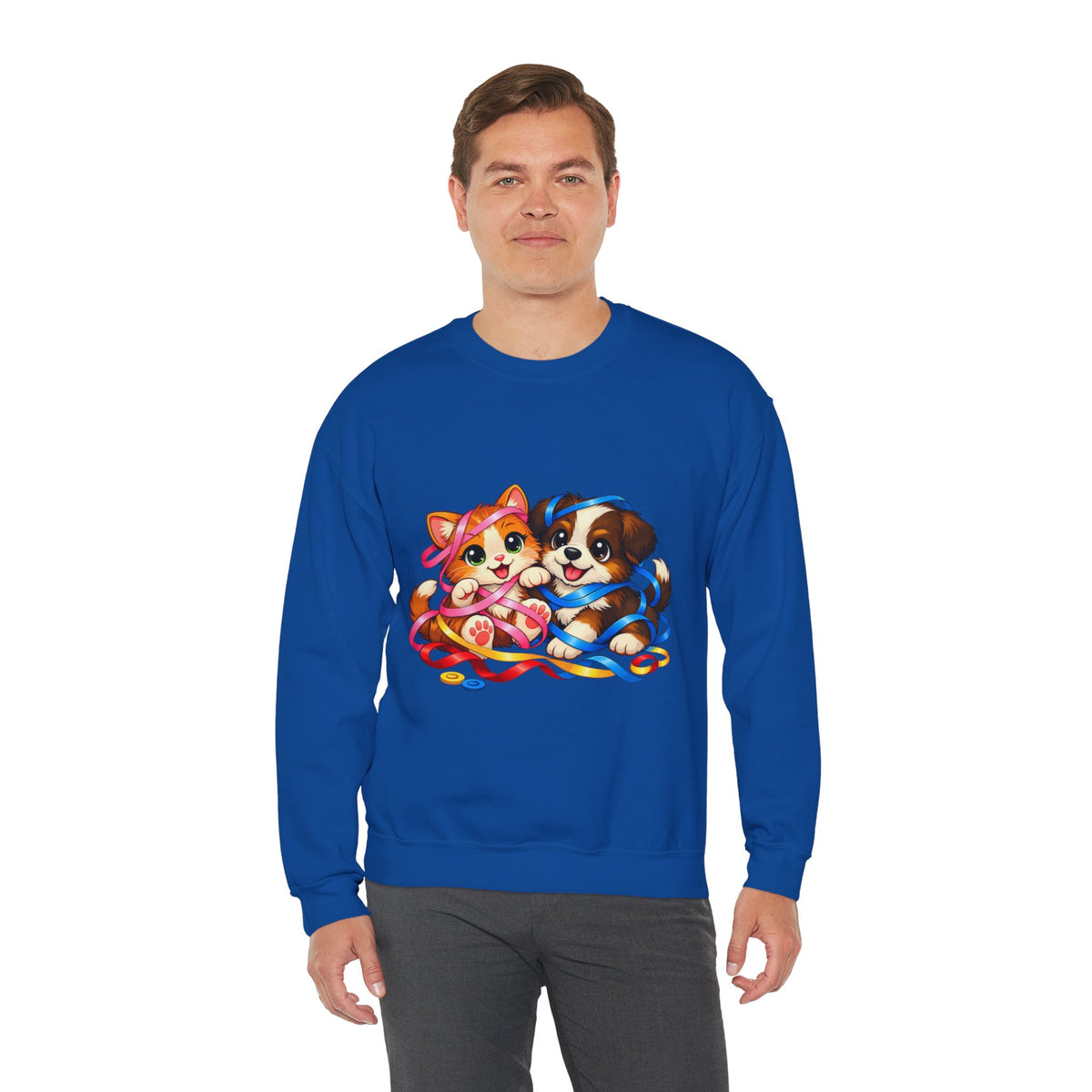 Kitty and Puppy playing with Ribbon - Sweatshirt