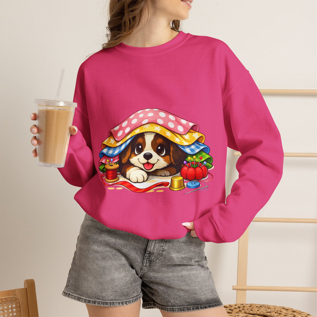Puppy Hiding in Fabric -  Sweatshirt