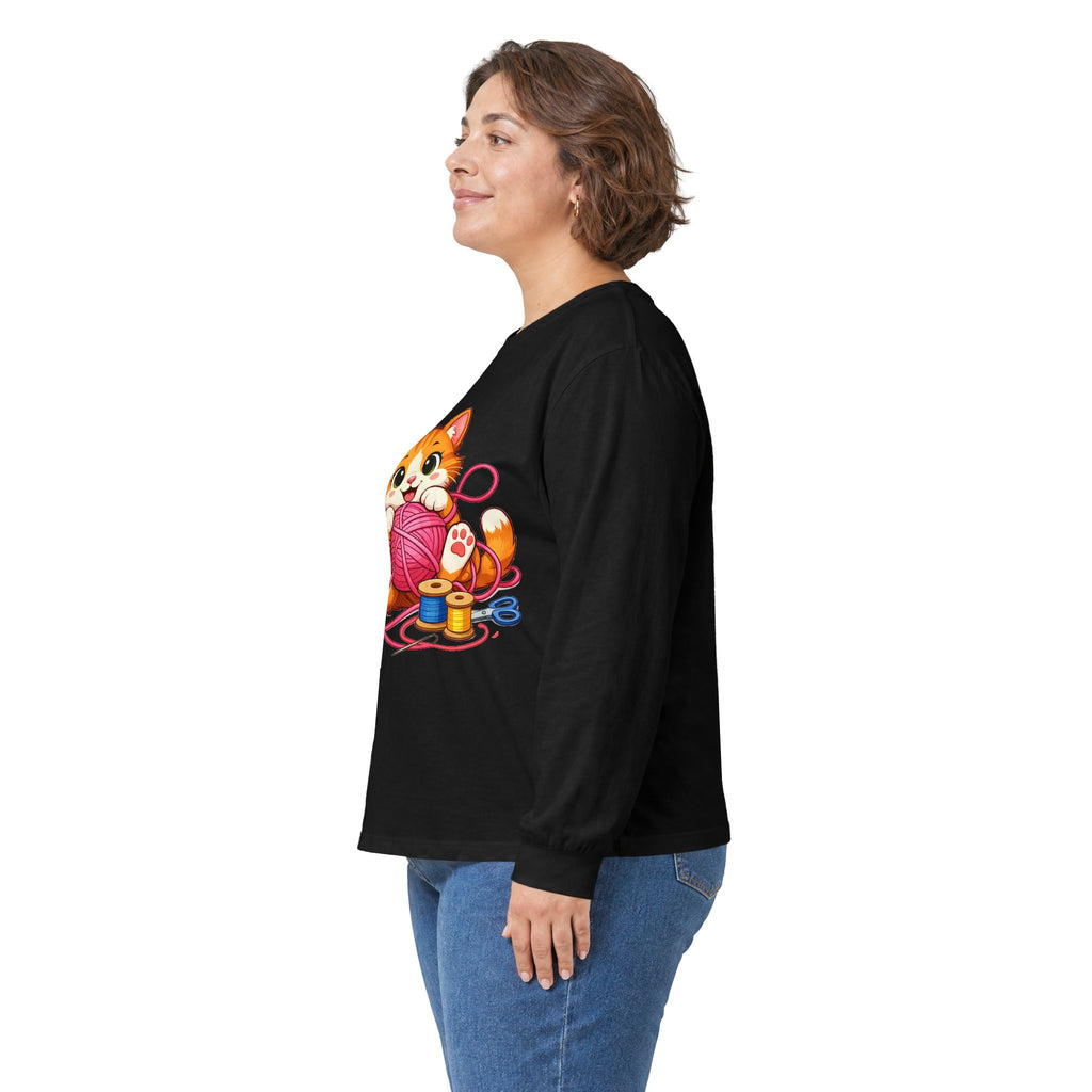 Kitty Playing with Yarn - Long Sleeve Tee